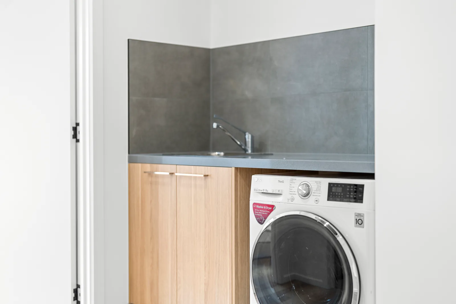Laundry with a front loading washing machine