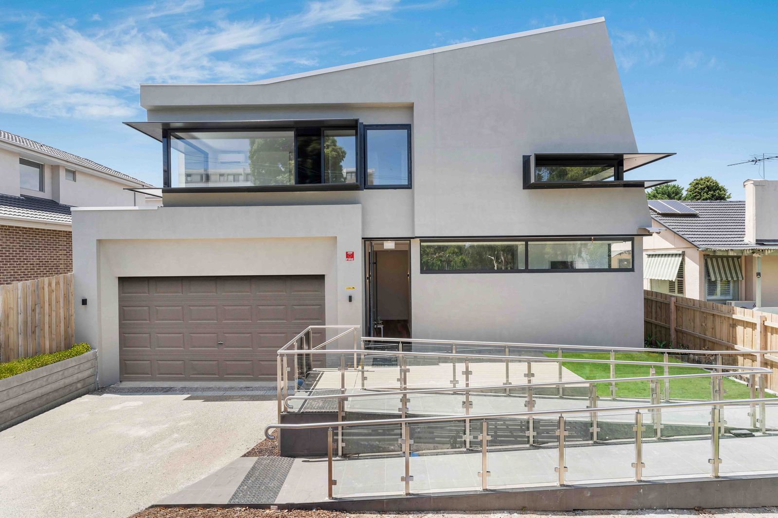 The purpose-built SDA apartment building in Chadstone, with ramp access to the entrance